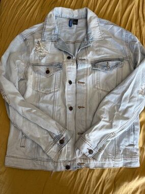 H&M Light Blue Distressed Denim Jacket